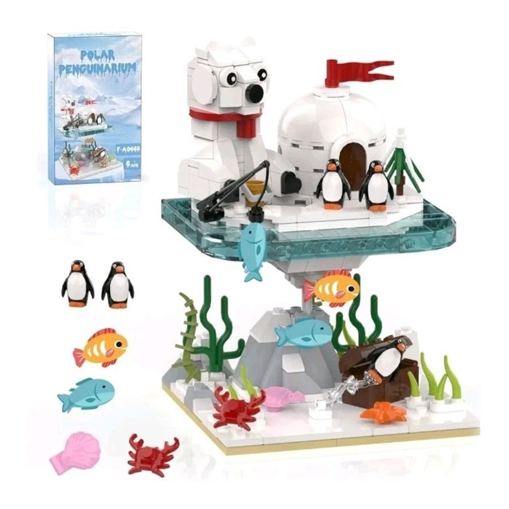Christmas Polar Bear and Penguin Building Brick Set, 286 Pc Set